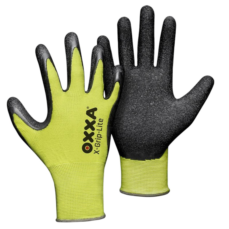 OXXA® X-Grip-Lite 51-025 handschoen - Latex/nylon - Zwart/geel - 10/XL